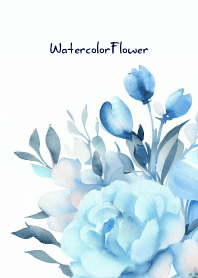 Watercolor Lightblue-Flower 24