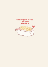 Grilled shrimp cheese sushi heart beige