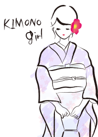 Gadis-gadis cat air kimono
