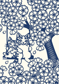 Paper Cutting (Cherry Blossoms & Cats)01