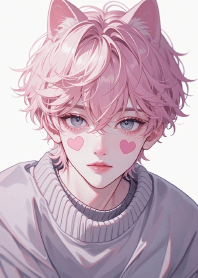หนุ่มหล่อผมสีชมพู และหูแมวที่น่ารัก