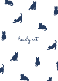 Cat Silhouette / white navy.