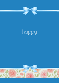 Roses and ribbon02 on blue