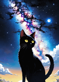 Night Moon Star Cat B13Ee6