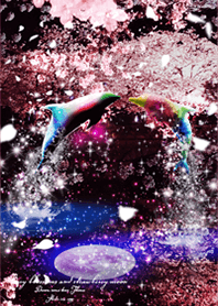 Cherry blossoms and dolphins love luck3