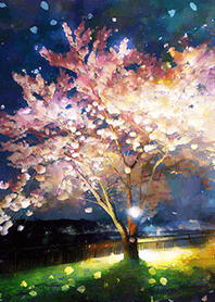 Beautiful night cherry blossoms#1527