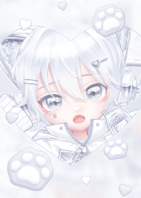 Cyber Kitty Girl 2 - Blue Gray