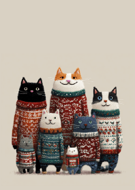 Cozy Knit Cat Family Gathering Theme