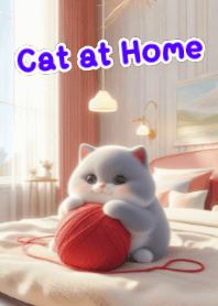 もふもふ猫と赤い毛糸玉