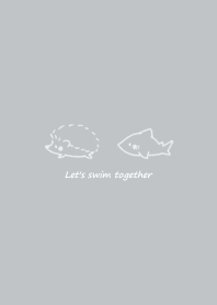 Hedgehog and Shark -gray- swim