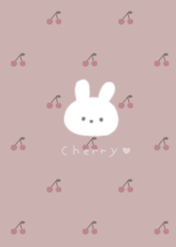 くすみピンク×さくらんぼ×シンプルうさぎ