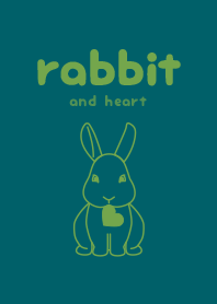 ウサギとハート (Deep teal green)