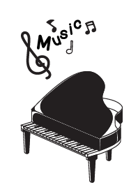 Black and white music instruments.