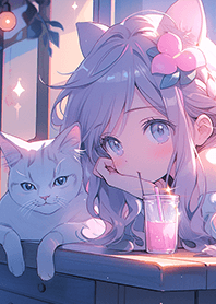 粉紫風的可愛貓咪女孩❤