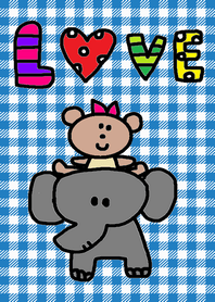 ブルーチェック x くまこの友達