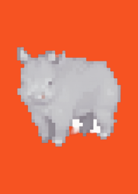 Rhinoceros Pixel Art Theme  Red 05