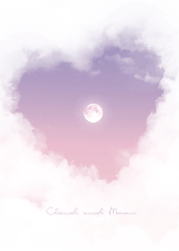 Heart Cloud & Moon  -  purple 04