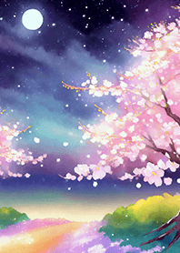 Beautiful night cherry blossoms#994