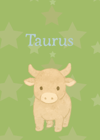 Cute Taurus on moss green