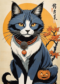 Ukiyo-e - Halloween cat 27f4f4