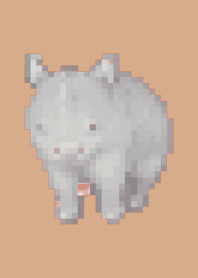 ธีม Rhinoceros Pixel Art สีเบจ 02