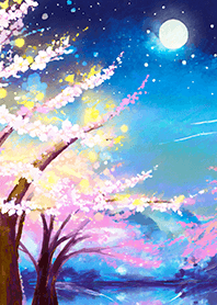 Beautiful night cherry blossoms#1072