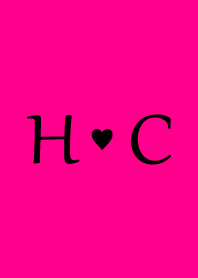 Initial "H & C" Vivid pink & black.
