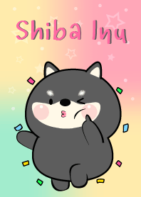 Lovely Black Shiba Inu In Pastel Theme