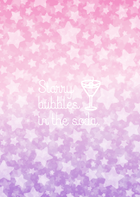 Starry bubbles in the soda pink-purple