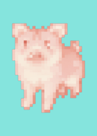 猪像素艺术主题绿色09