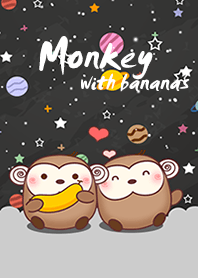 Monkey with banana on galaxy
