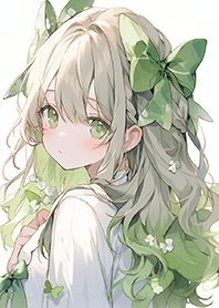 綠色系緞帶女孩