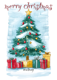 Merry Christmas สีน้ำ