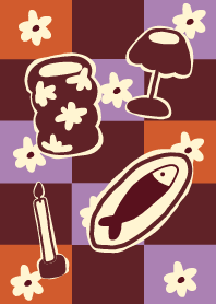 Ivory Charms on a Multicolored Plaid