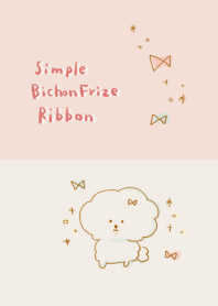 simple bichon frize ribbon beige