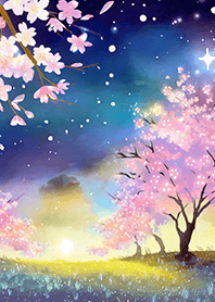 Beautiful night cherry blossoms#1816