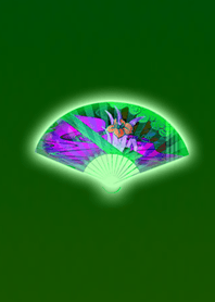 Japanese Folding Fan Green Purple