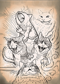 顔芸の猫 (漫画風