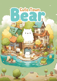 white bear in cute house