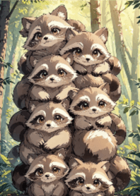 Cute Raccoon Jenga - Beige