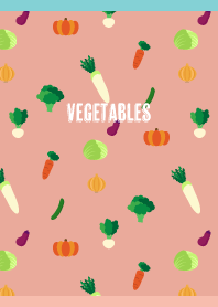 Fun vegetables on pink&blue JP