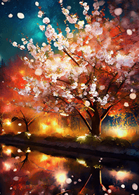 Beautiful night cherry blossoms#1520