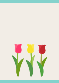 Spring tulips on blue