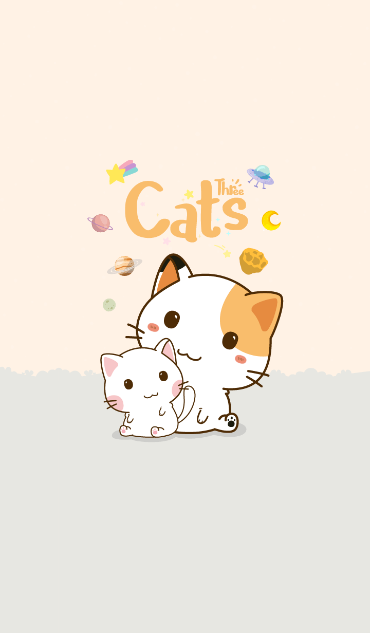 Three Cats Love Orange Pastel