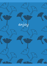 Ginkgo in Autumn on blue