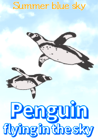 Penguin terbang di langit