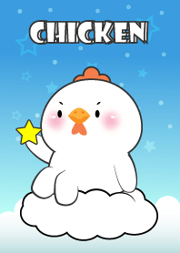 Cute White Chicken In Blue Sky Theme