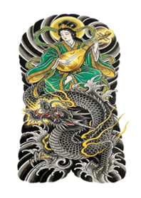 Goddess with Lute and Guardian Dragon