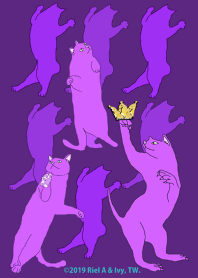 Purple cat wearing a crown