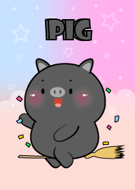 Cute Naughty Black  Pig Theme